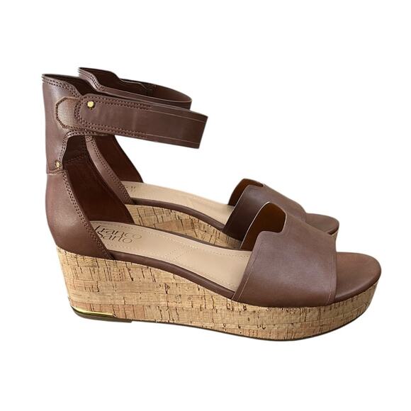 NWOT Franco Sarto Perfetto Cork Wedge Brown Sandals – Sz 10M - Picture 3 of 7